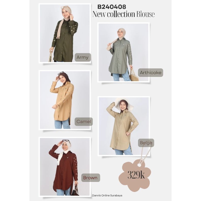 ❤️ Dannis Online Surabaya ❤️ B240408 Blouse Dannis Terbaru blouse Dewasa Dress wanita Outer Inner ka