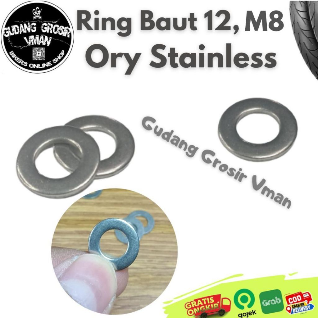 Ring Stainless M8 Baut 12 Baut Kunci 10 Ring Plat 8mm Anti Karat Stainless Steel