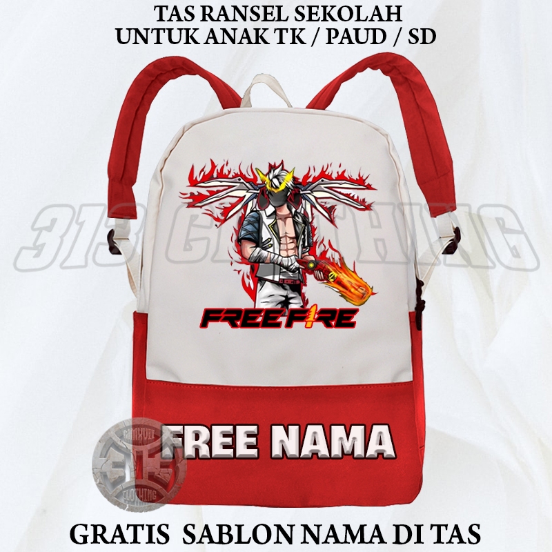 Tas Anak Free Fire FF SG 2 Versi Sayap Api / Ransel Tas Sekolah Anak Free Fire FF Gratis Nama