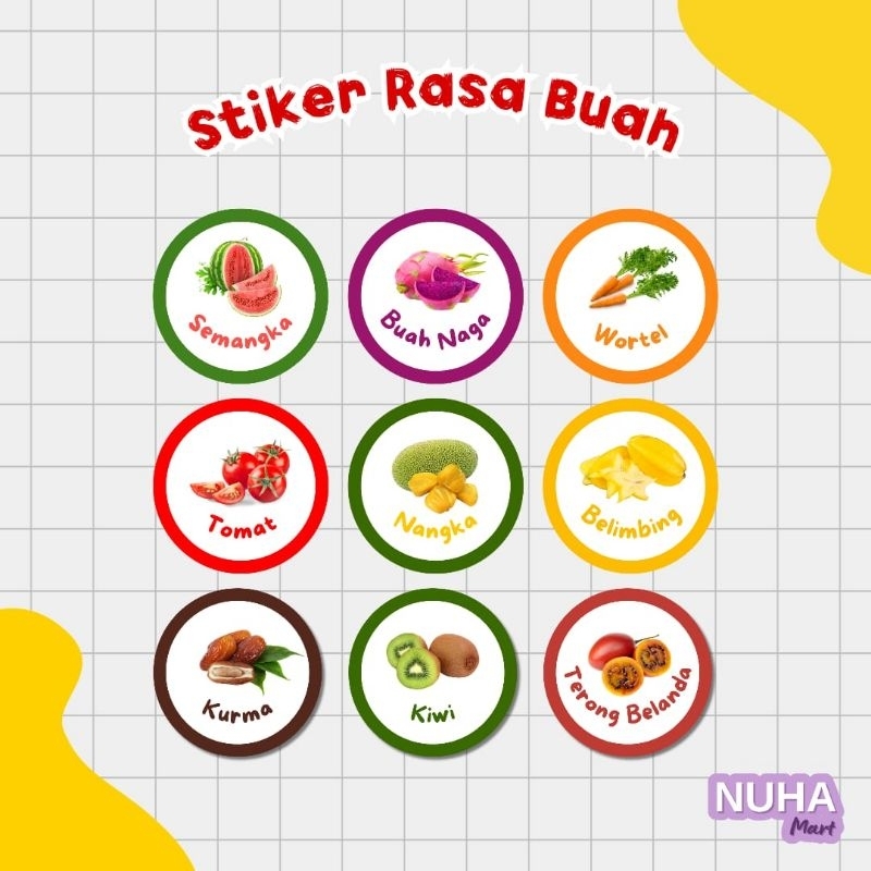 

Stiker Penanda Rasa Buah Minuman Makanan Jus es minuman bubuk Bubble roti bakar selai martabak crunchy smoothie puding jelly salad