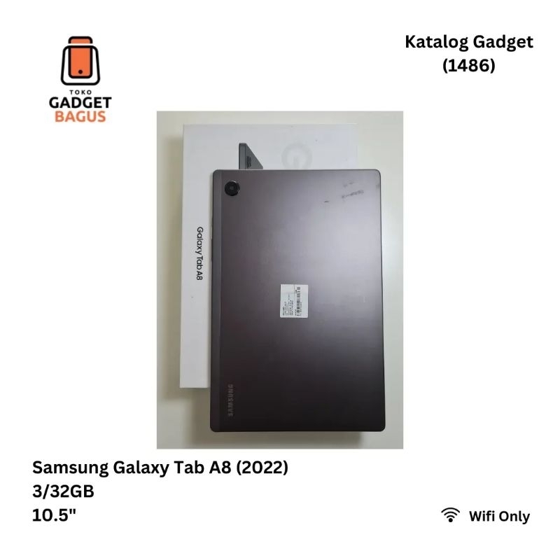 1486 - Samsung Galaxy Tab A8 2022 3/32 WiFi Only Black Gray Fullset