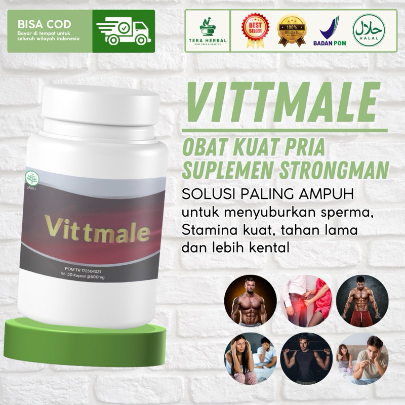 VITTMALE Obat Kuat Kejantanan Pria Strongman isi 30 Kapsul - Asli Vittmale Suplemen Stamina Pria Tan