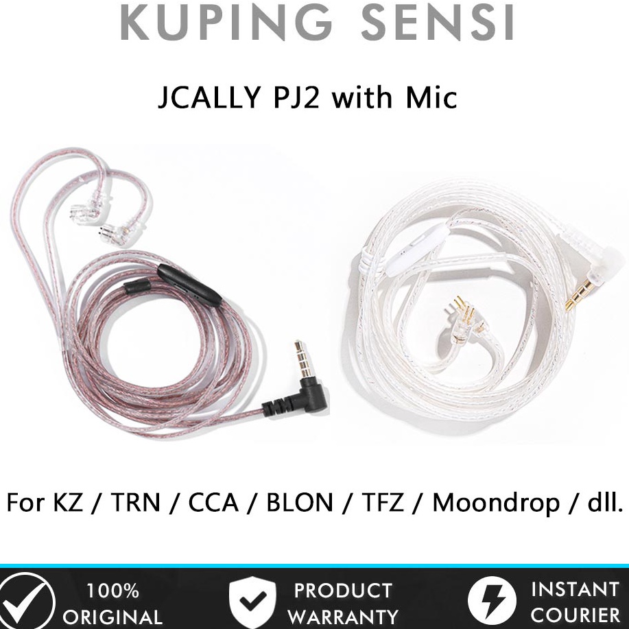 KODE M63K Kabel KZ Jcally PJ2 Silver Cable with Mic Kabel KZ CCA ZS3 ZS5 ZSA ZSN PRO ZST ZSX ZS1 PRO