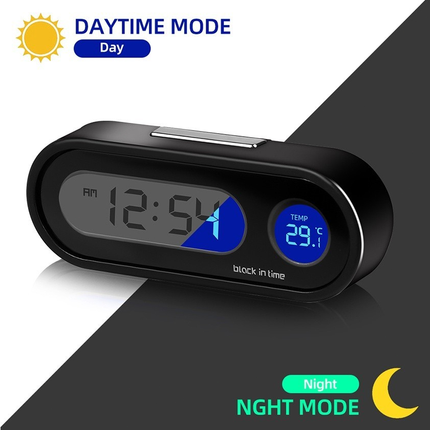 Jam Digital Led Menyala Backlight/  Termometer Jam Mobil /Biru Dengan Termometer Untuk Dashboard Mob