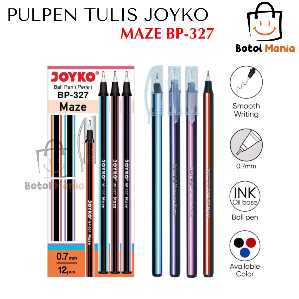 

BM - ATK019 PULPEN PENA PEN BALL PEN JOYKO MAZE BP-327 0.7MM / PEN / ALAT TULIS PENA JOYKO / JOYKO PEN 1 BOX (12 PCS) 1 LUSIN PULPEN JOYKO