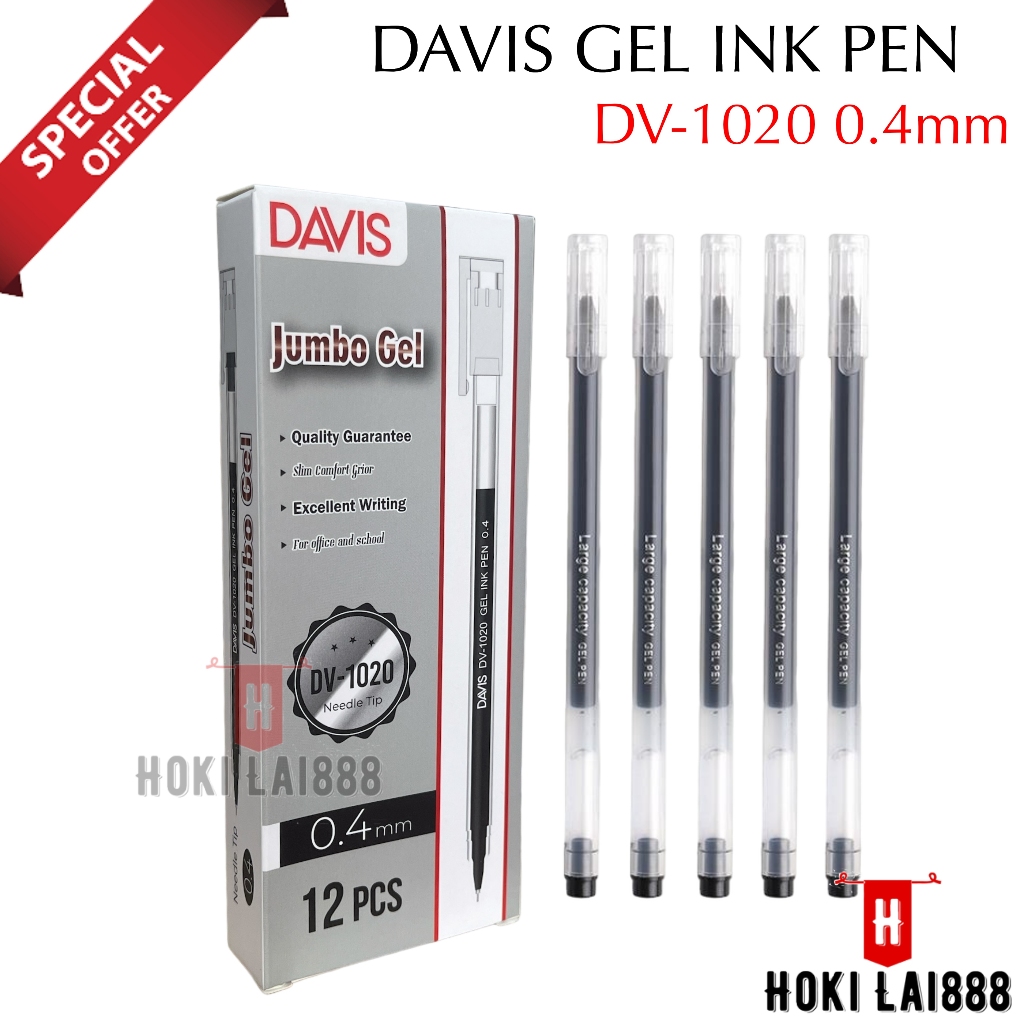 

HKL - ATK021 DAVIS GEL INK PEN DV-1020 0.4MM / PEN GEL / GEL PEN / PULPEN 1 PAK (12PCS) PENA / PEN 1 BOX / PULPEN GEL