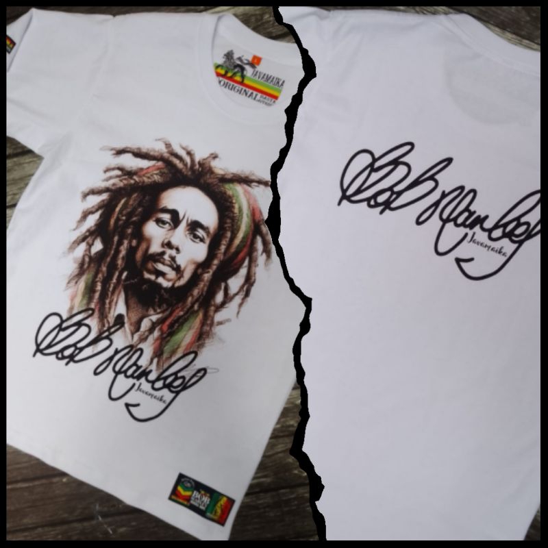 Kaos Bob Marley Baju Reggae t-shirt Rasta Original Javamaika Rasta Apparel baju Distro Rasta putih