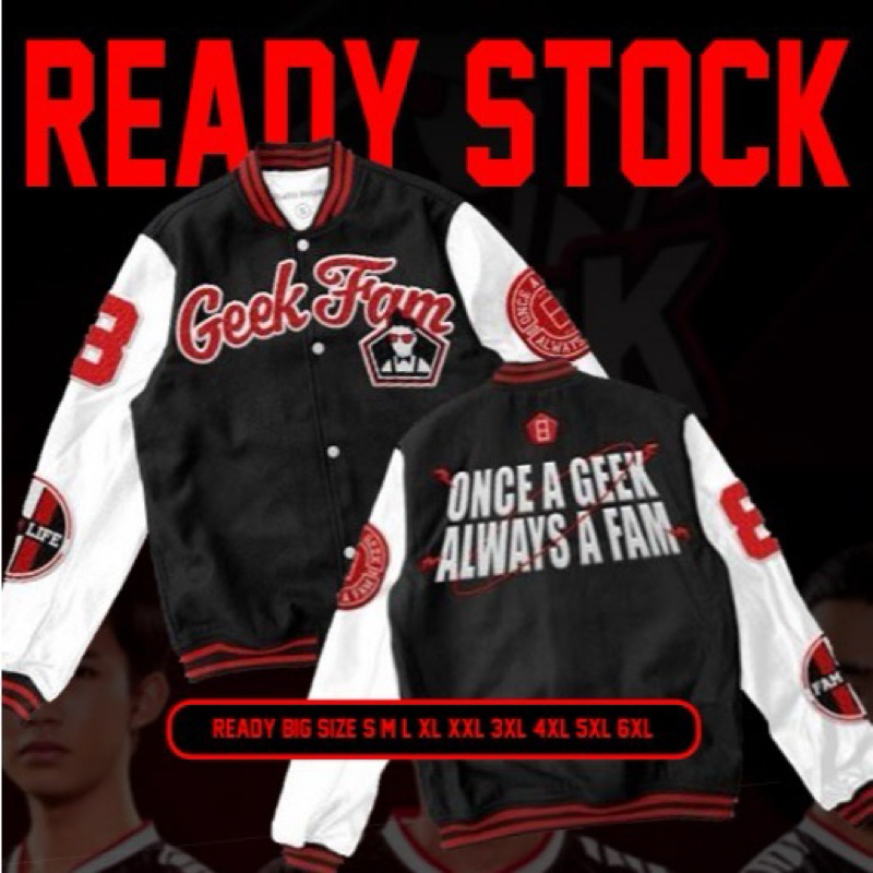 JAKET VARSITY BASEBALL GEEK FAM JAKET GAMING TERBARU 2024 OVERSIZE S - 6XL