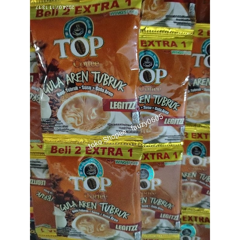 

TOP Coffee Kopi Gula Aren Tubruk Legitzz Renceng Isi 9 x 27 g