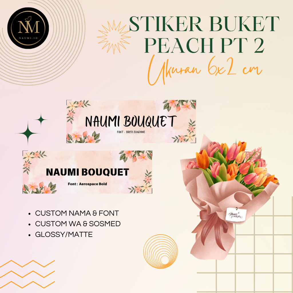 

[ PEACH SERIES, Part 2 ] STIKER BUKET/STICKER BOUQUET/STIKER LABEL BUKET MURAH Ukuran 6x2 CM