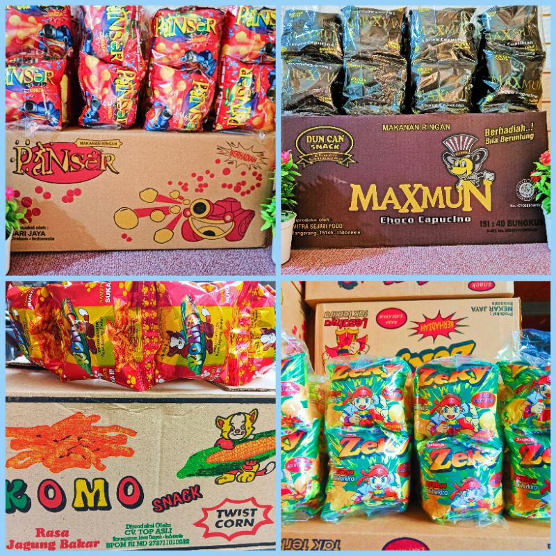 

Snack Chiki Jadul Berhadiah | Komo | Zeky | Makmun | Panser | Isi 40 Pcs Per Karton Termurah