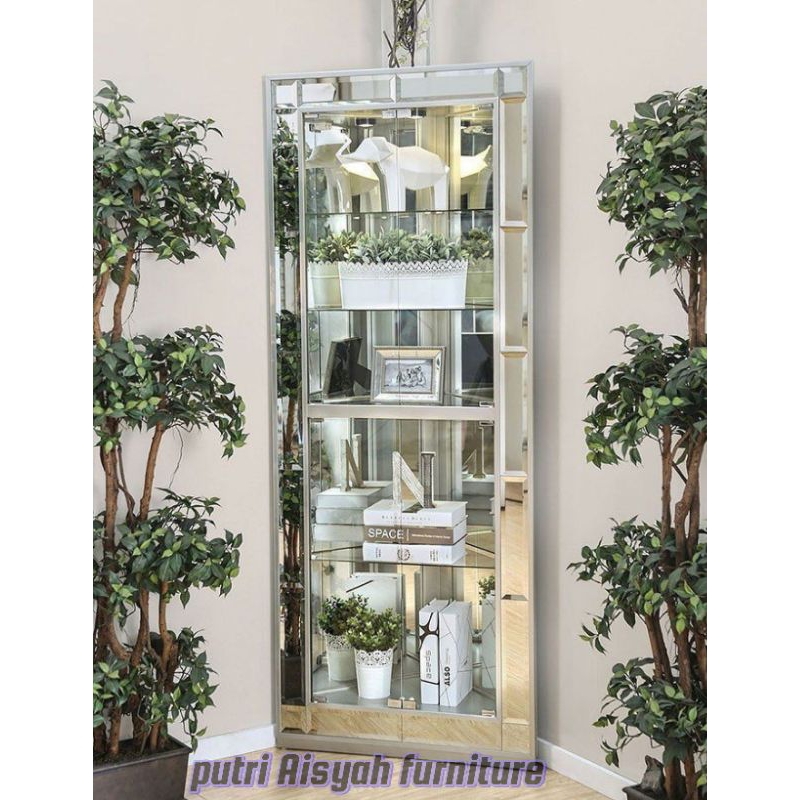 lemari hias full kaca mewah