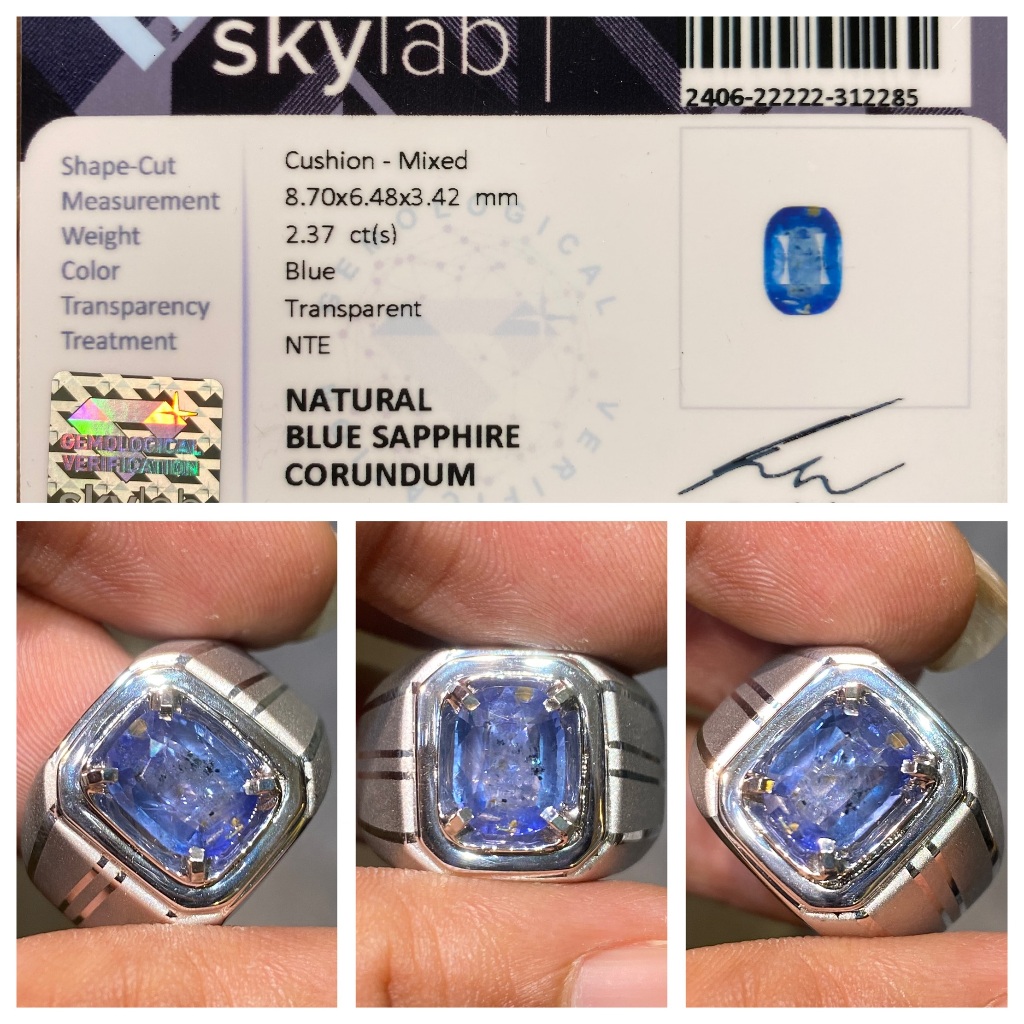 Natural 2.37ct blue sapphire no heat madagascar