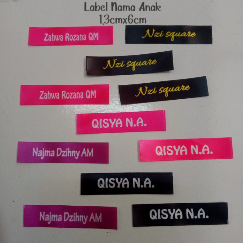 

Label baju nama anak 1,3cm x 6,5cm 100pcs custom untuk tanda baju anak pondok