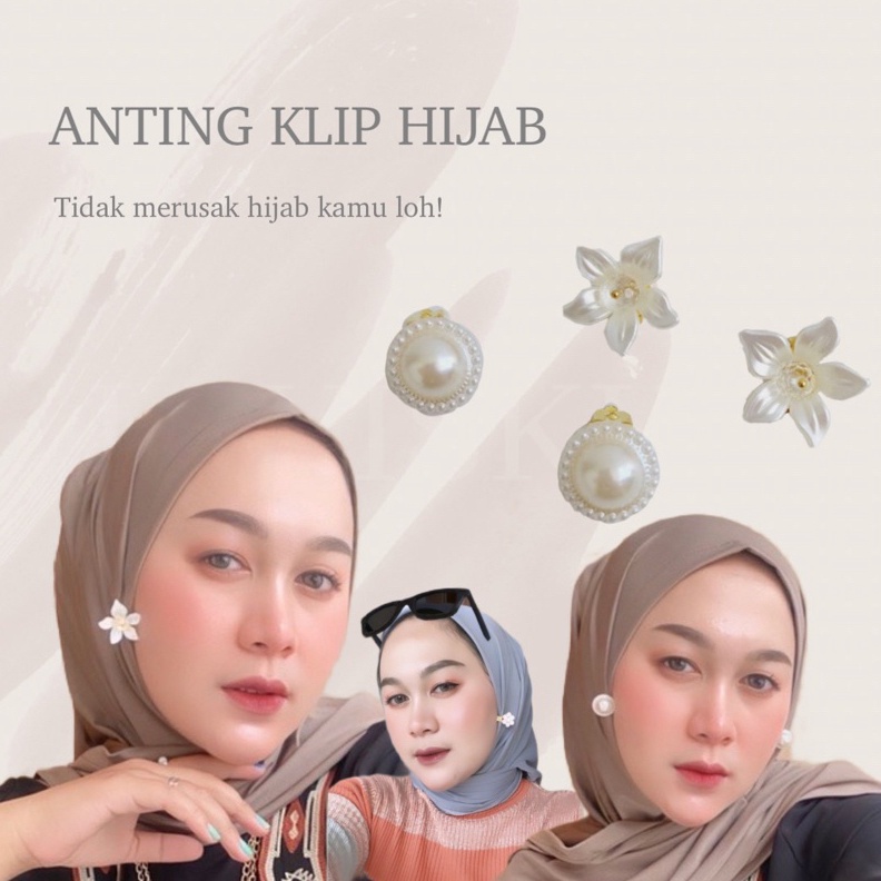 SPONTAN Anting Klip Hijab  Anting Jepit jilbab aksesoris korea