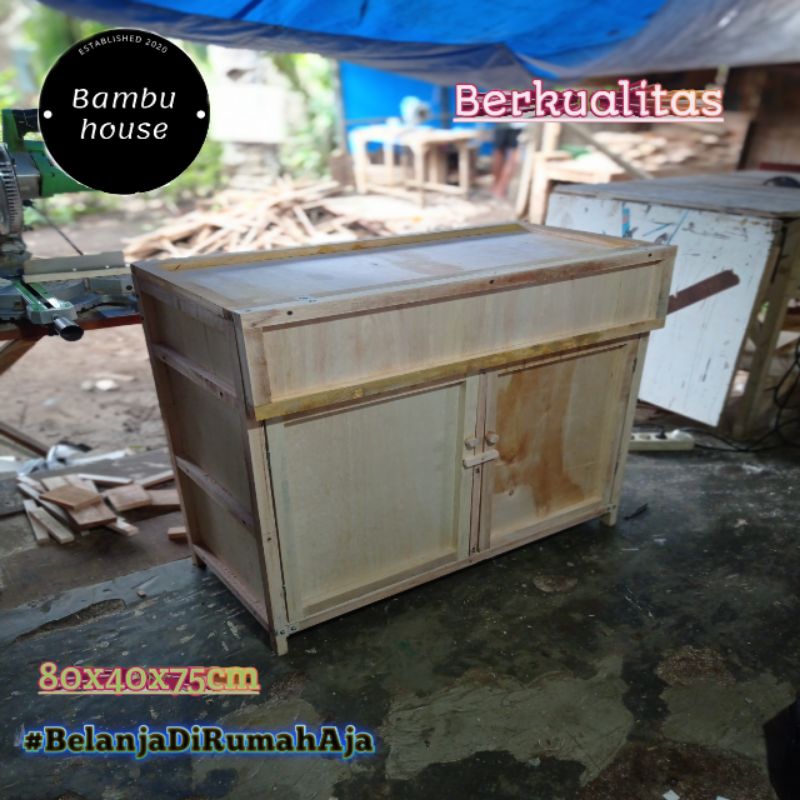 Meja Kayu Tempat Kompor gas / Rak Dapur