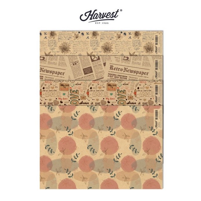 

SENSASIONAL Kertas Kado Harvest Wrapping Paper Brown Kraft Fancy Paket isi 4