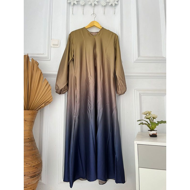 gamis gradasi - gamis polos - Gamis Halwa Bahan Silk Santorini | Silk Gloosy