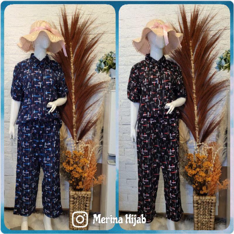 piyama wanita setcel rayon premium setelan celana adem nyaman setelan baju tidur