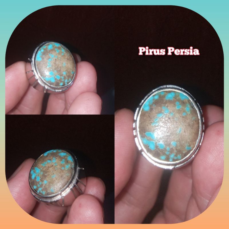 Cincin Permata Pirus Persia Sakral Asli Natural Lawasan