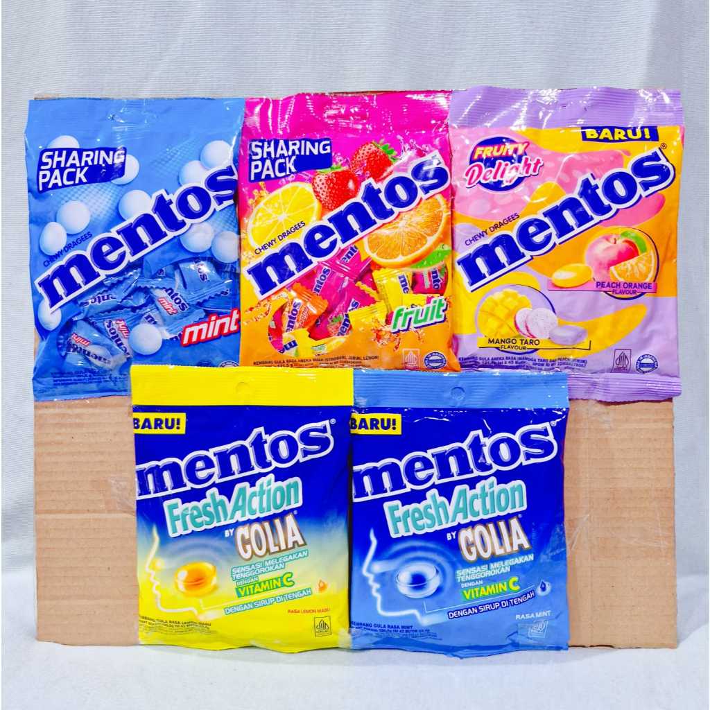 

Permen Mentos Mint / Mentos Buah / Fruity Delight / Soda Kick / Fresh Action Golia (121.5 gr)