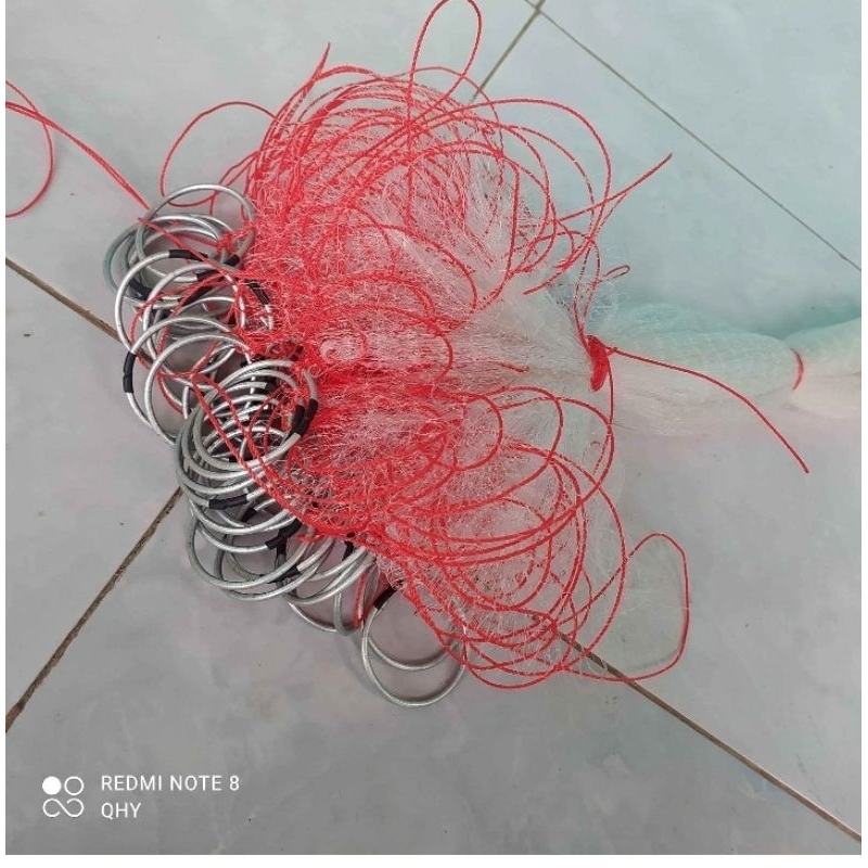 Jaring Ikan Siap Pakai sudah ada pemberat + Tali Bentang Untuk Ikan Wader Nila Mujair Emas  Panjang 