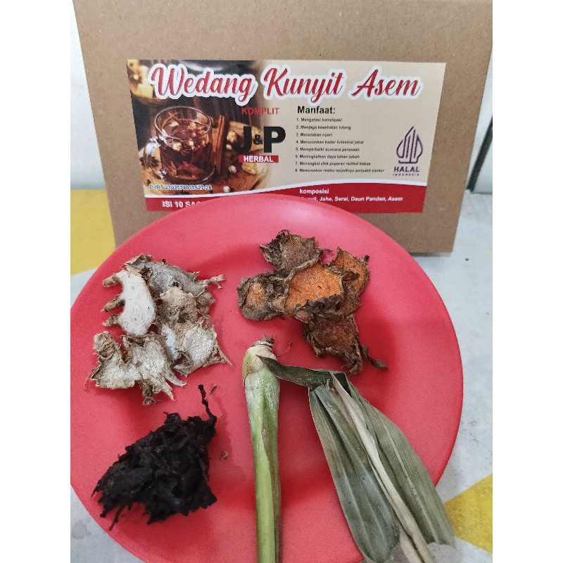 

10 saset wedang kunyit asem premium rempah J&P herbal + gula batu tinggal seduh