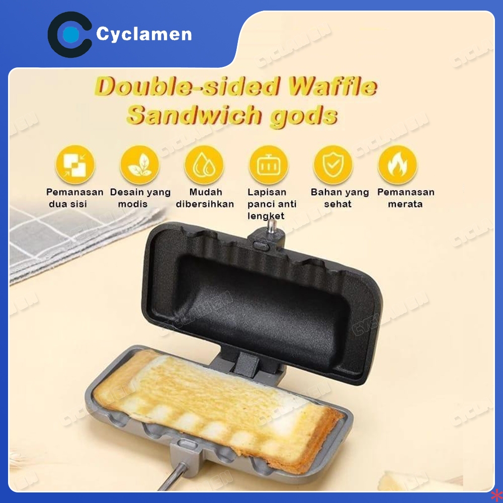 wajan sandwich dua sisi wajan panggangan lipat anti lengket wajan untuk roti bakar roti panggang