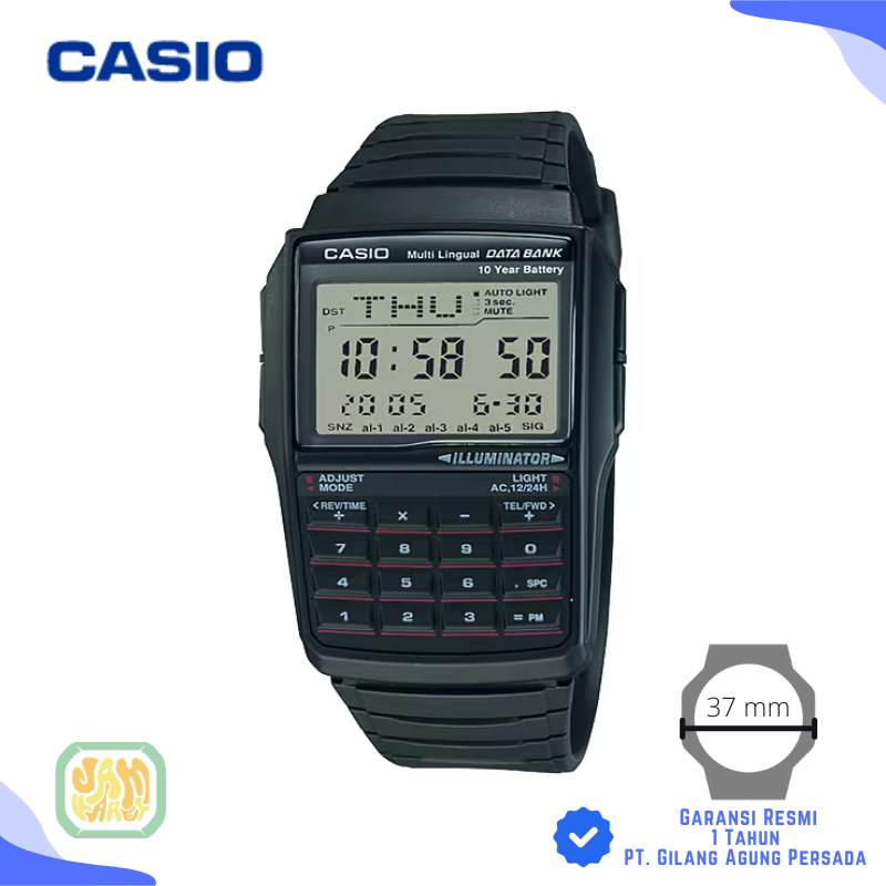 JAM TANGAN PRIA CASIO CALCULATOR DATABANK DBC-32-1A ORIGINAL - DBC32 KALKULATOR HITAM
