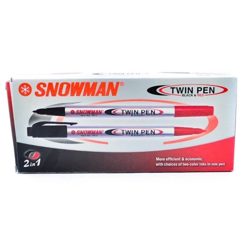 

Snowman Twin Pen - Red & Black - Spidol Warna
