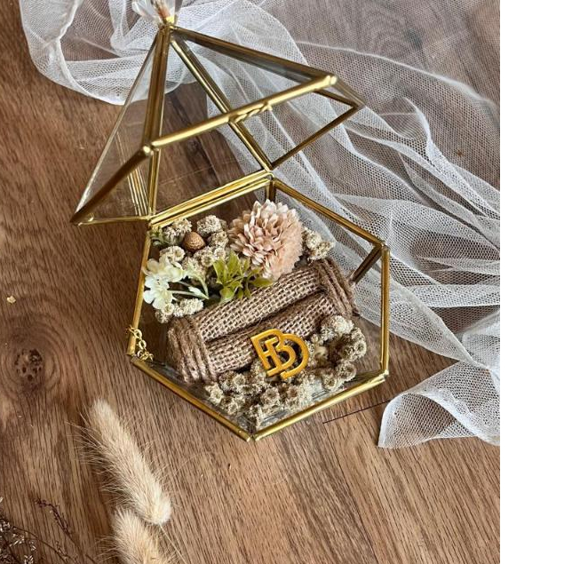 Wedding ring box mahar seserahan kotak cincin nikah unik terarium rustic dried flower artificial