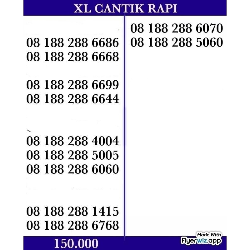 NOMER PERDANA XL CANTIK MURAH