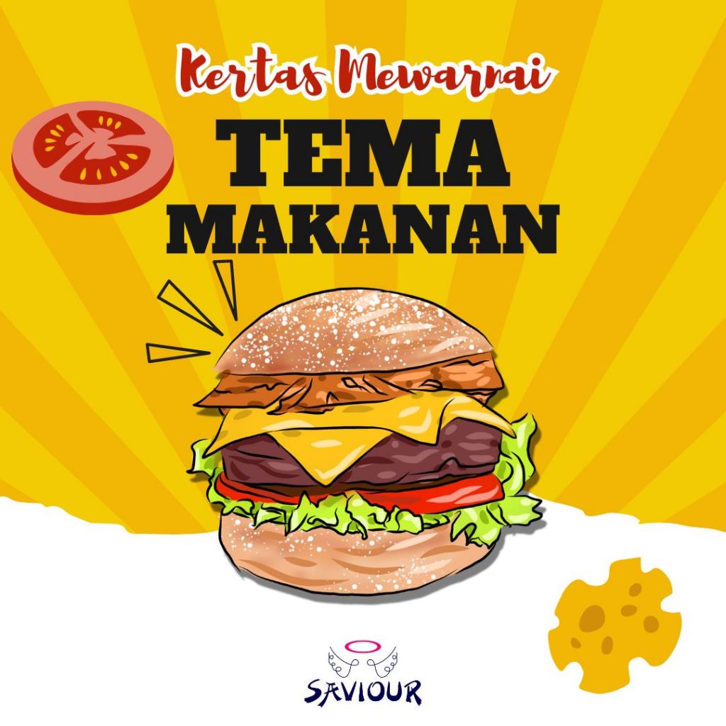 

KERTAS MEWARNAI / KERTAS GAMBAR / TEMA MAKANAN / A4 100 GSM / WORKSHEET / PAUD / TK / SD