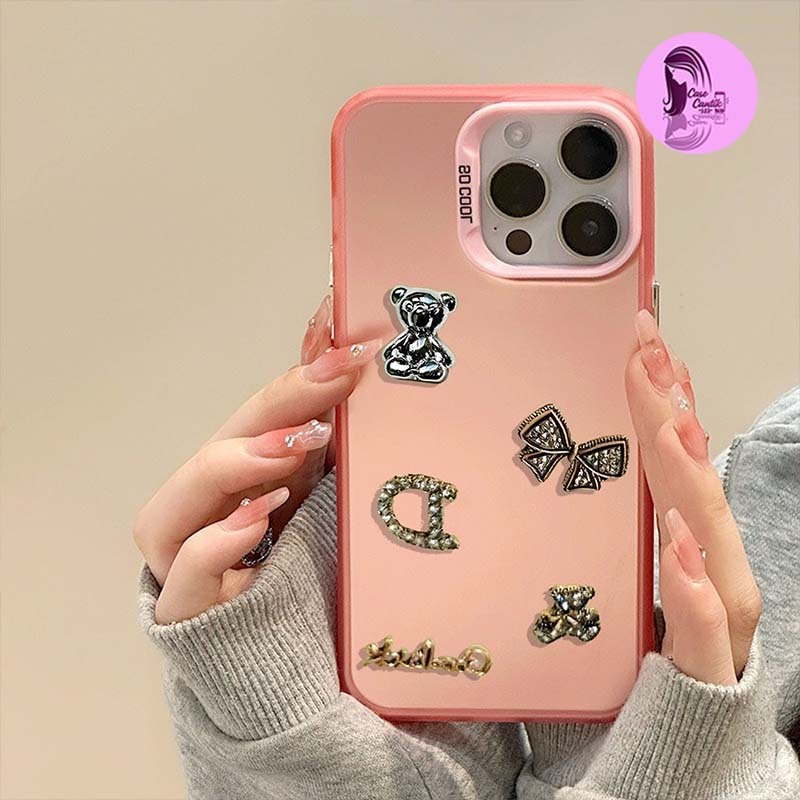 GC131 SOFTCASE UNTUK REALME 7i C17 C63 GOLD SILVER BEAR 3D CC111137