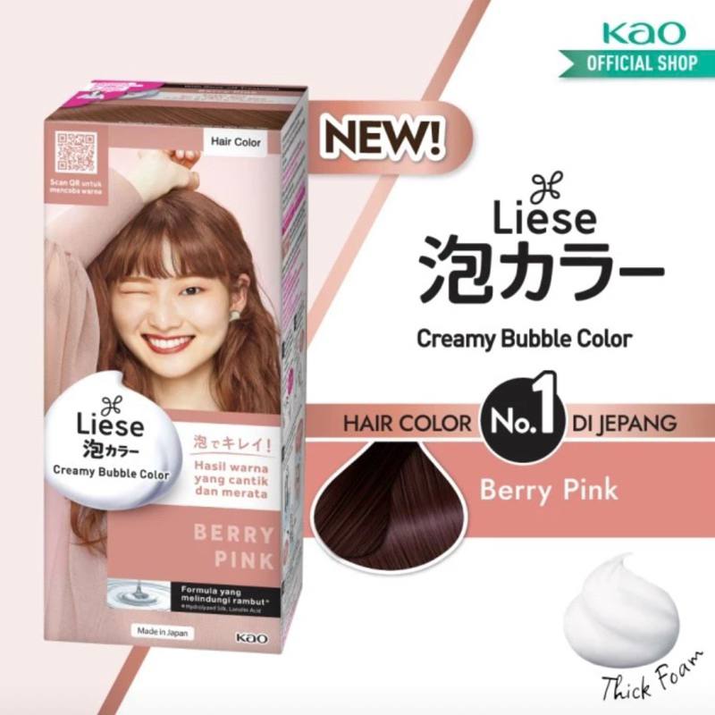 Liese Bubble Hair Color Foam Berry Pink - Cat Rambut Permanent
