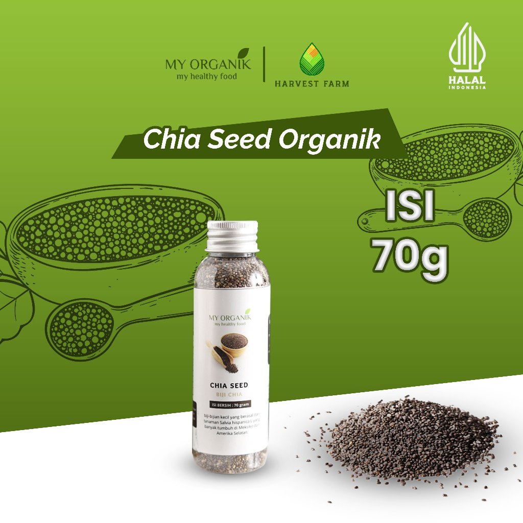 

My Organik Chia seed organic Cia Sheed biji selasih Tanpa campuran non GMO 70 gr 130 gr 200 gr