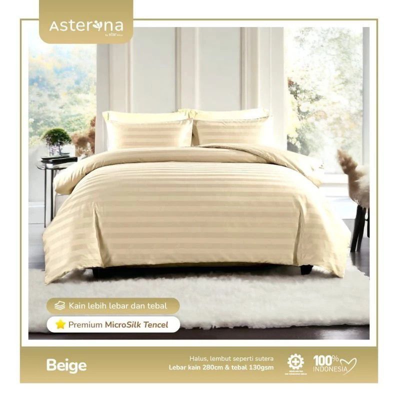 Sprei tinggi 20 25 30 35 40 sprei salur beige sprei set double karet anti geser seprai sprei hotel s