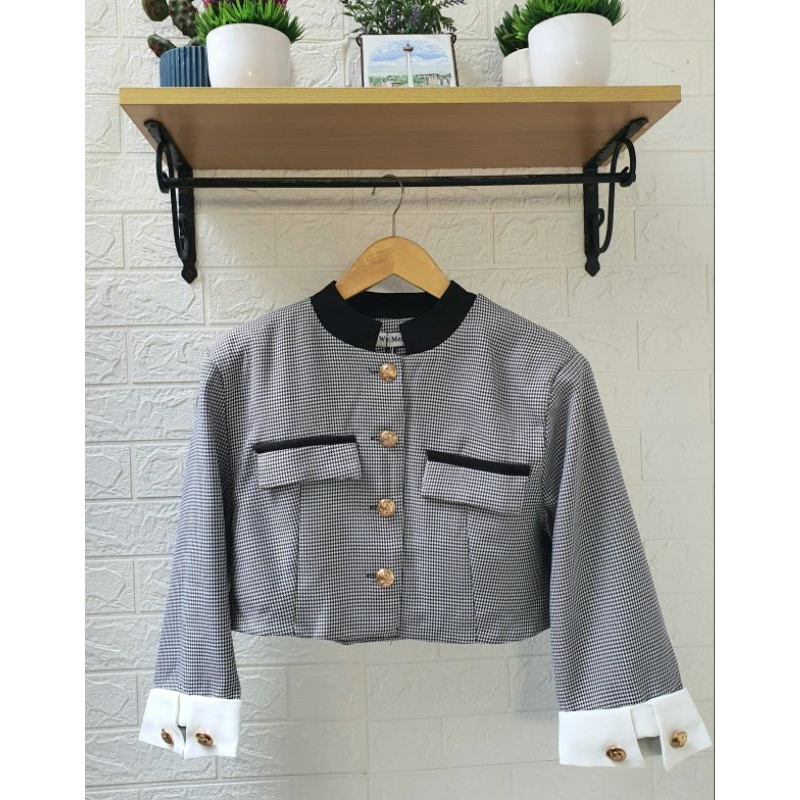 Tweed Blazer/ Blazer Top Korean Look - Atasan Cardigan Outer [ BZ 25 ]