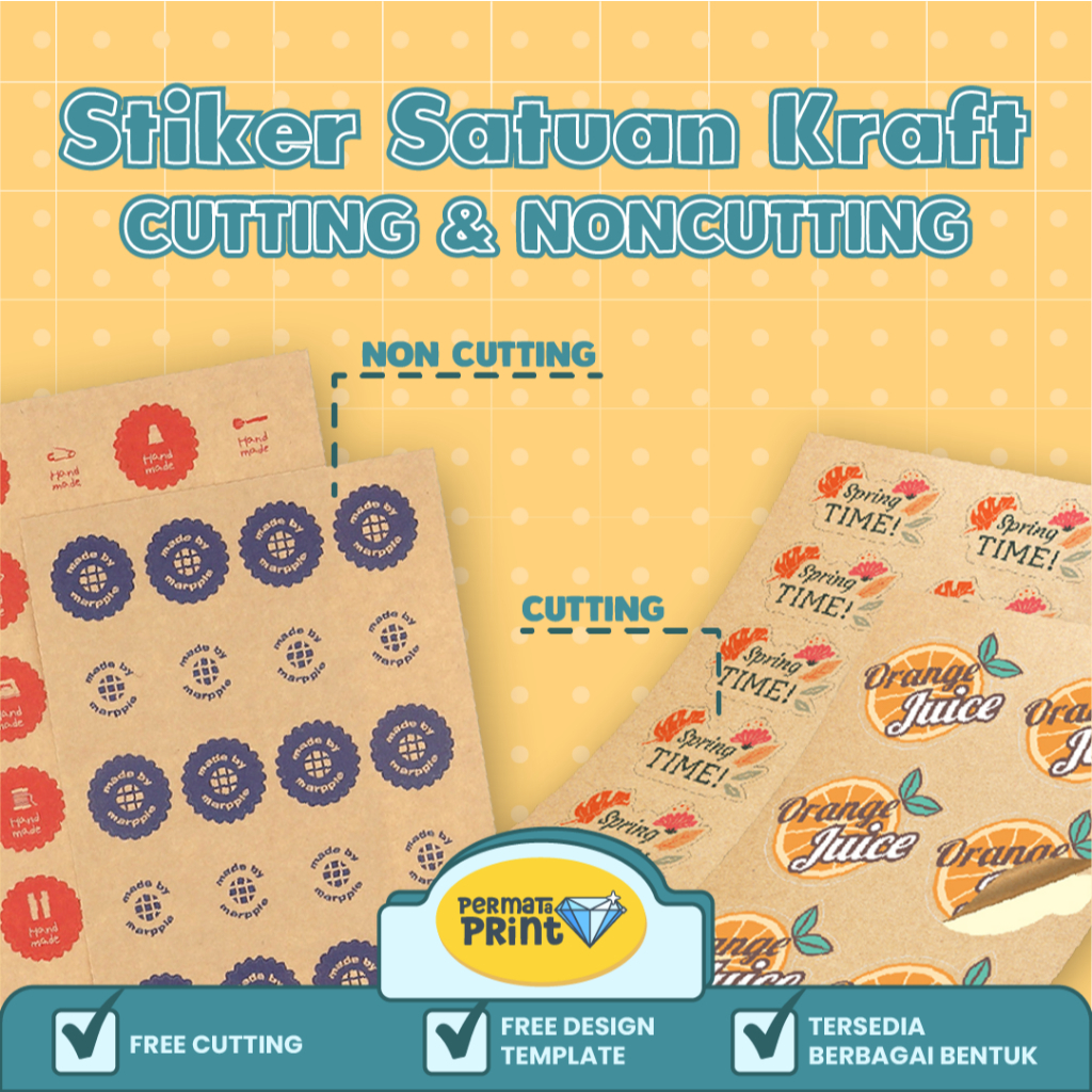 

[STIKER KRAFT & FREE DESIGN] Stiker Makanan Custom Kraft [CUTING & TANPA CUTTING] / Stiker Label Kemasan Makanan Dan Minuman A3+ / Sticker Label Kraft Murah / Cetak Stiker Kraft Label Makanan / Cetak Stiker Makanan Custom Kraft / Sticker Label Kraft Makan
