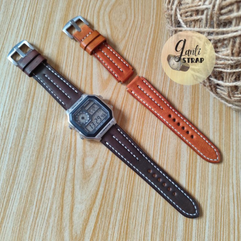Tali Jam Tangan Casio illuminator AE1200 Handmade Leather Strap Casio Royal