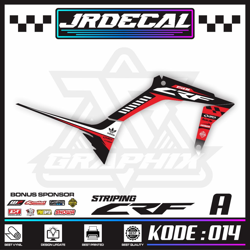 STIKER CRF 150L SEMI FULL GRAFIS TERSEDIA WARNA PUTIH DAN HITAM MOTIF VARIASI SIMPEL KEREN (COD) - S