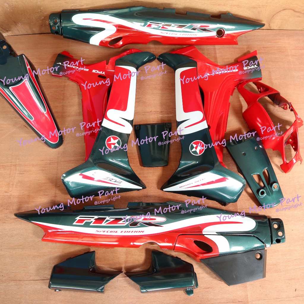 Cover Bodi Full Set Body Fizr Fiz R Caltex Hijau Merah