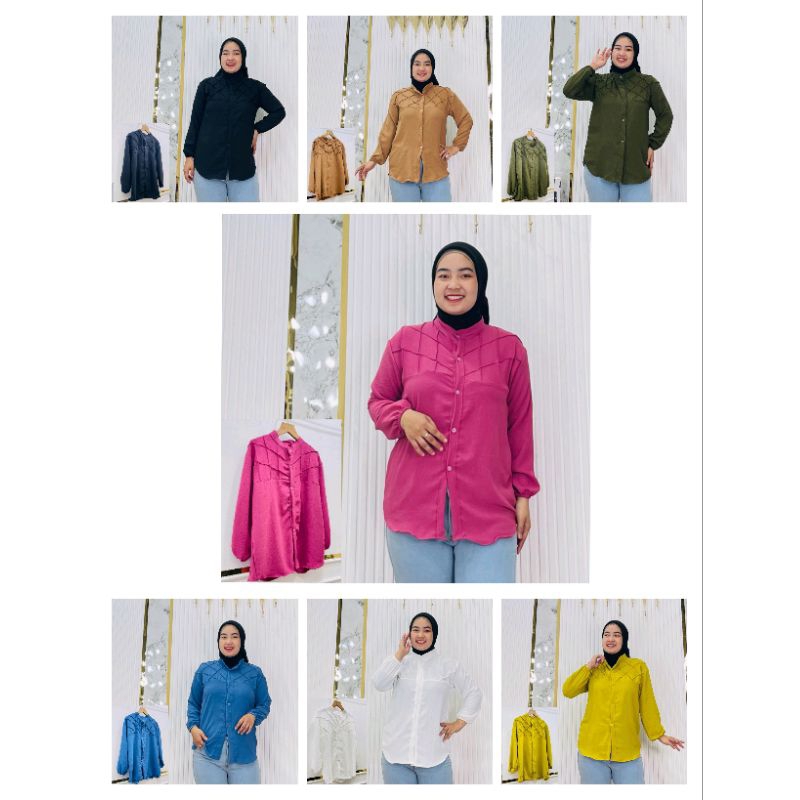 KEMEJA CRINKLE WANITA / KEMEJA CRINKLE REMPEL KOTAK / TONNI DJAYA