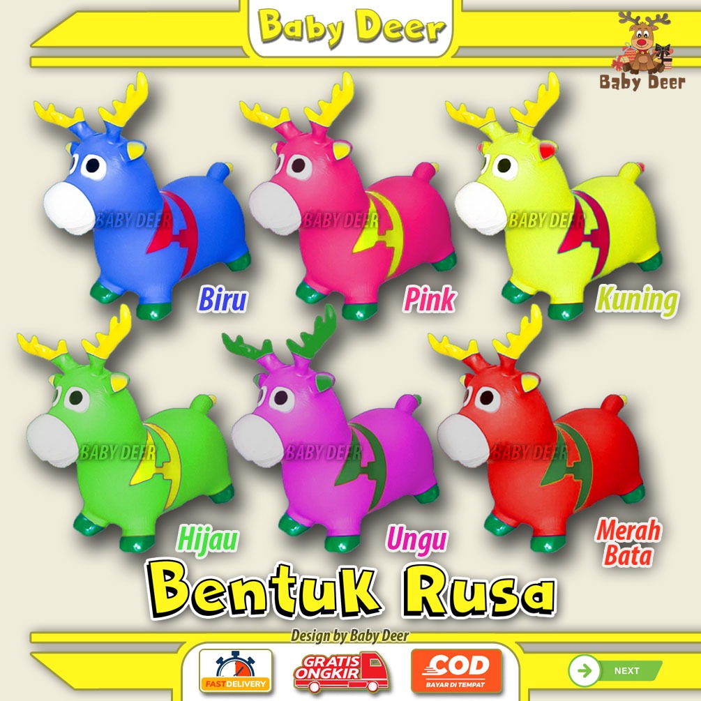 RUSA Kudaan Musik Anak Mainan Jumping Animal Karet Musik Viral Murah Hewan Lucu Jumbo Besar Hadiah K