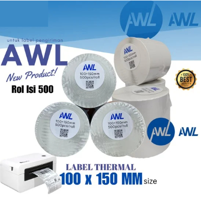 

Thermal Stiker Label AWL 100x150 mm isi 500 Lembar Termal Sticker Resi