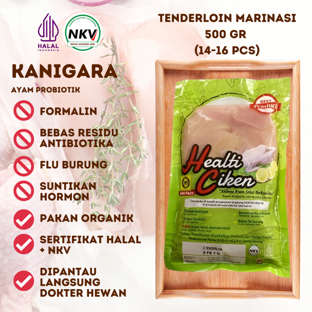 

HEALTI CIKEN HEALTHY CHICKEN DAGING AYAM SEHAT ORGANIK PROBIOTIK HAS DALAM CHICKEN TENDERLOIN MARINASI HALAL NKV PROBIOTIK 400 GR SD 500 GR