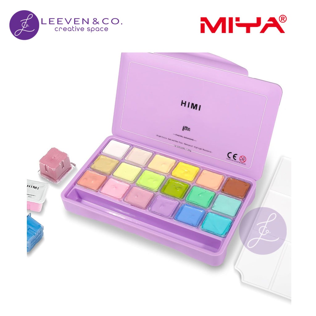

HIMI MIYA PASTEL COLOR GOUACHE PAINT SET 18 COLORS X 30GR VIOLET CASE
