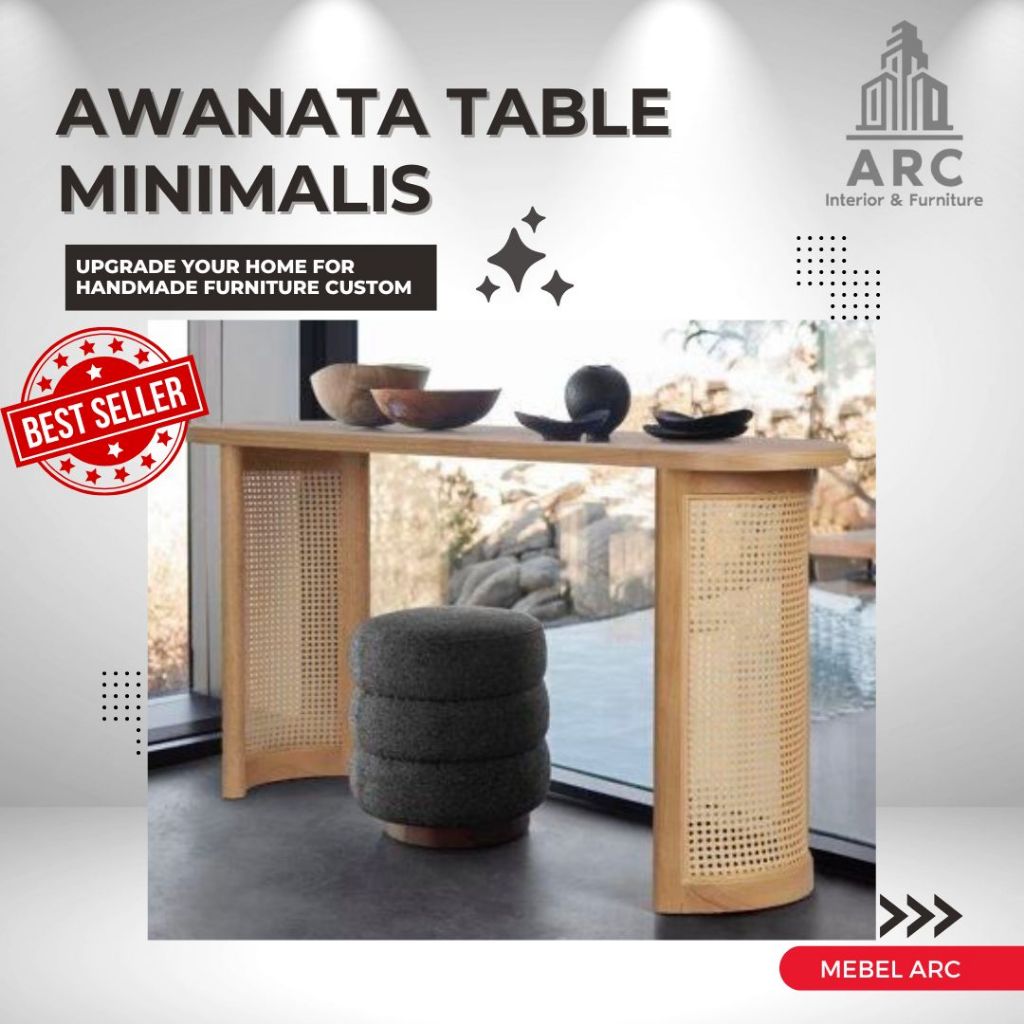 Meja Bar Kayu Jati Mix Rotan / Meja Dapur Minimalis Kayu Jati Mix Rotan