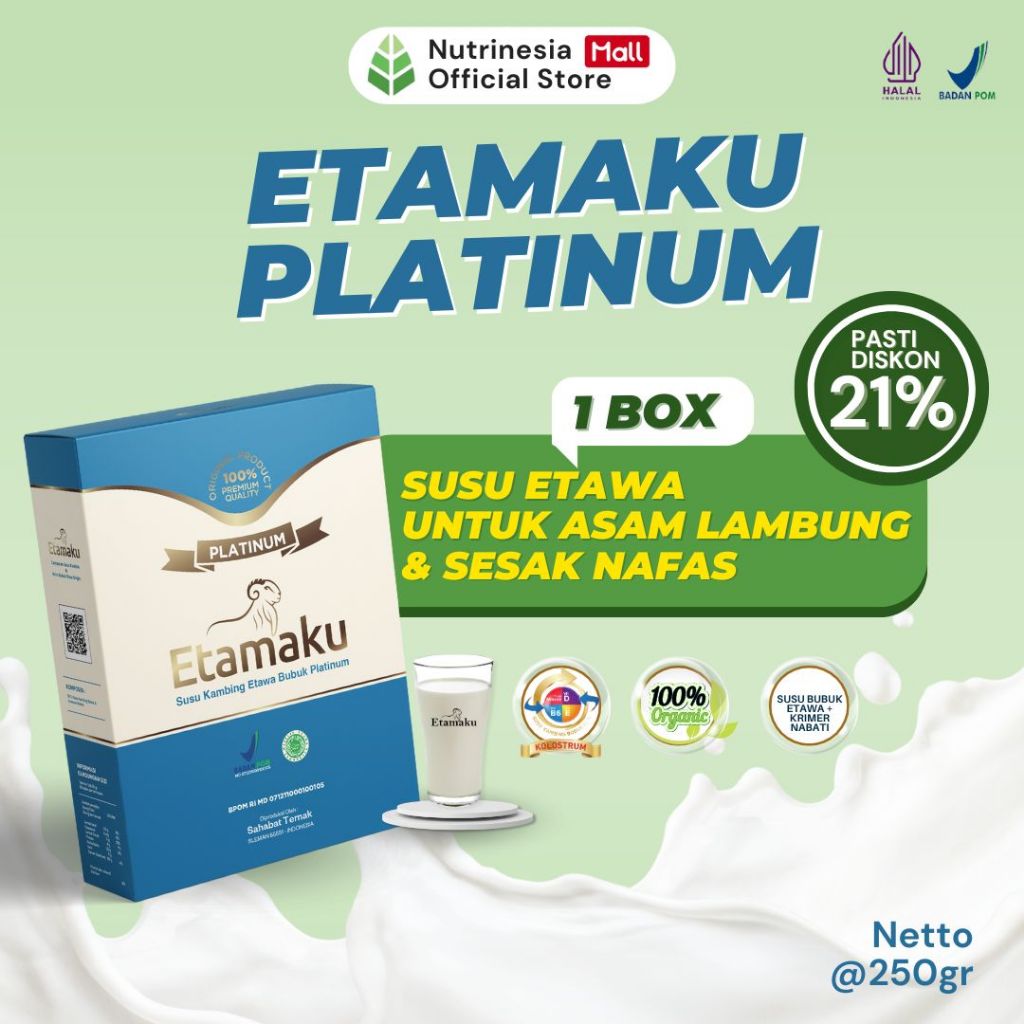 

Etamaku Platinum Susu Bubuk Kambing Etawa Untuk Pencernaan Asam Lambung dan Pegal Linu