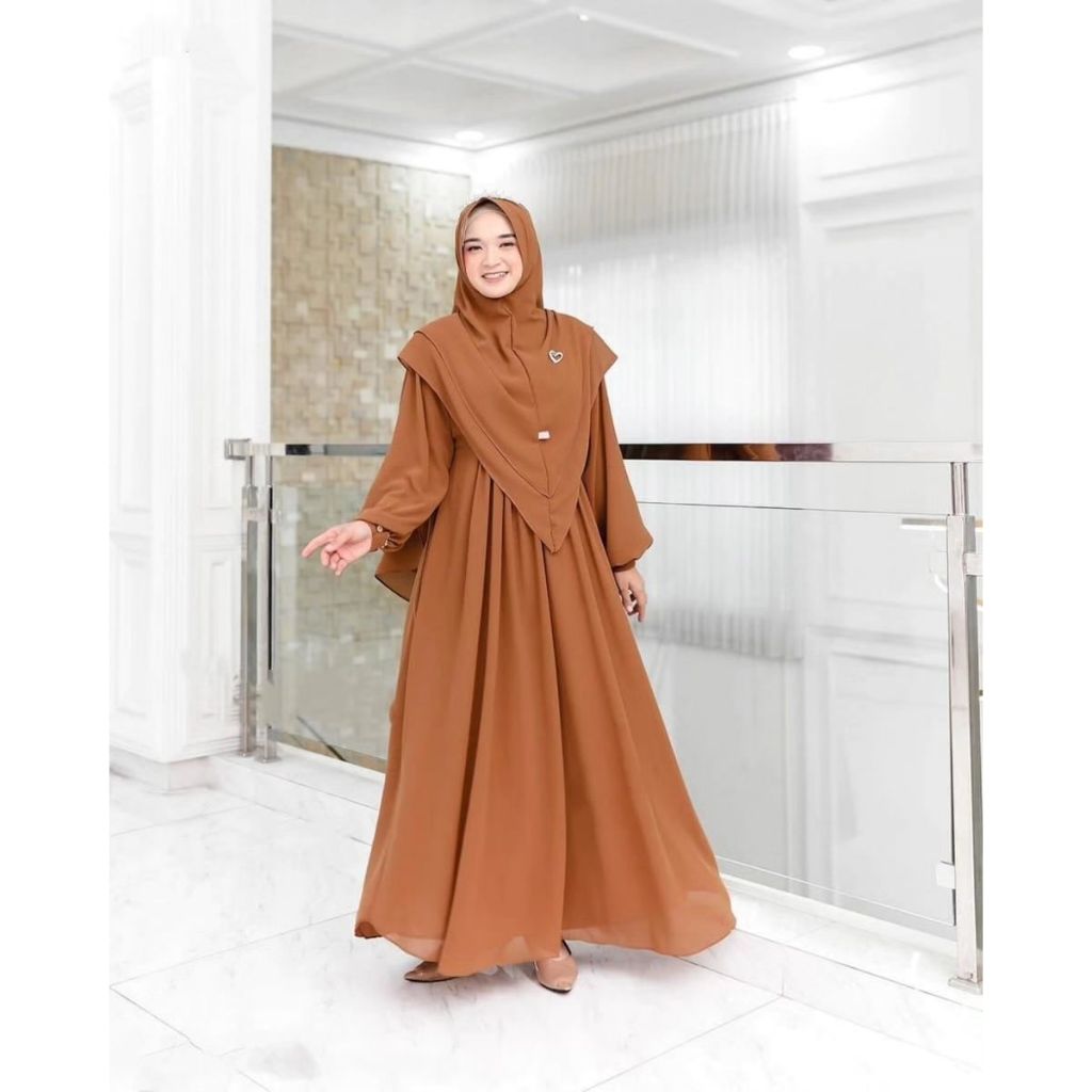 Erika Set Dress Gamis Wanita Dewasa Terbaru 2024 Elegan Gamis Remaja Kekinian Viral Gamis Modern Leb